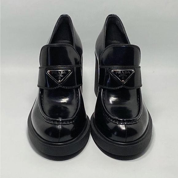 Prada Chocolate Flow Block-Heel Loafers size 41 - Picture 2 of 13